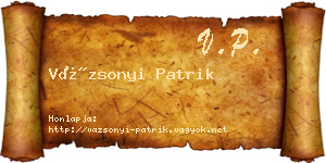 Vázsonyi Patrik névjegykártya